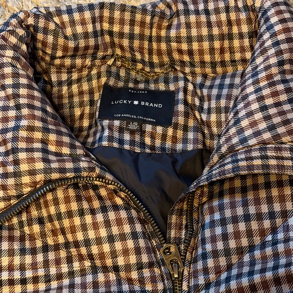 Lucky Brand Plaid Cropped Puffer Jacket – Neutral Academia Vibe - Picture 4 of 4